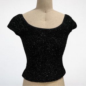 Alexia Admor New York Cropped Sparkly Holiday NYE Y2K Party Top